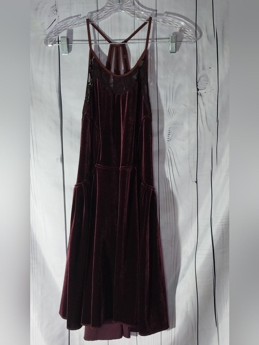 Free People Nightshade Backless Velvet & Lace Fit & Flare Skater Mini Dress